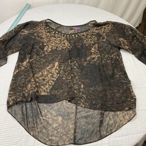 Stylish Sheer Black and Brown Blouse